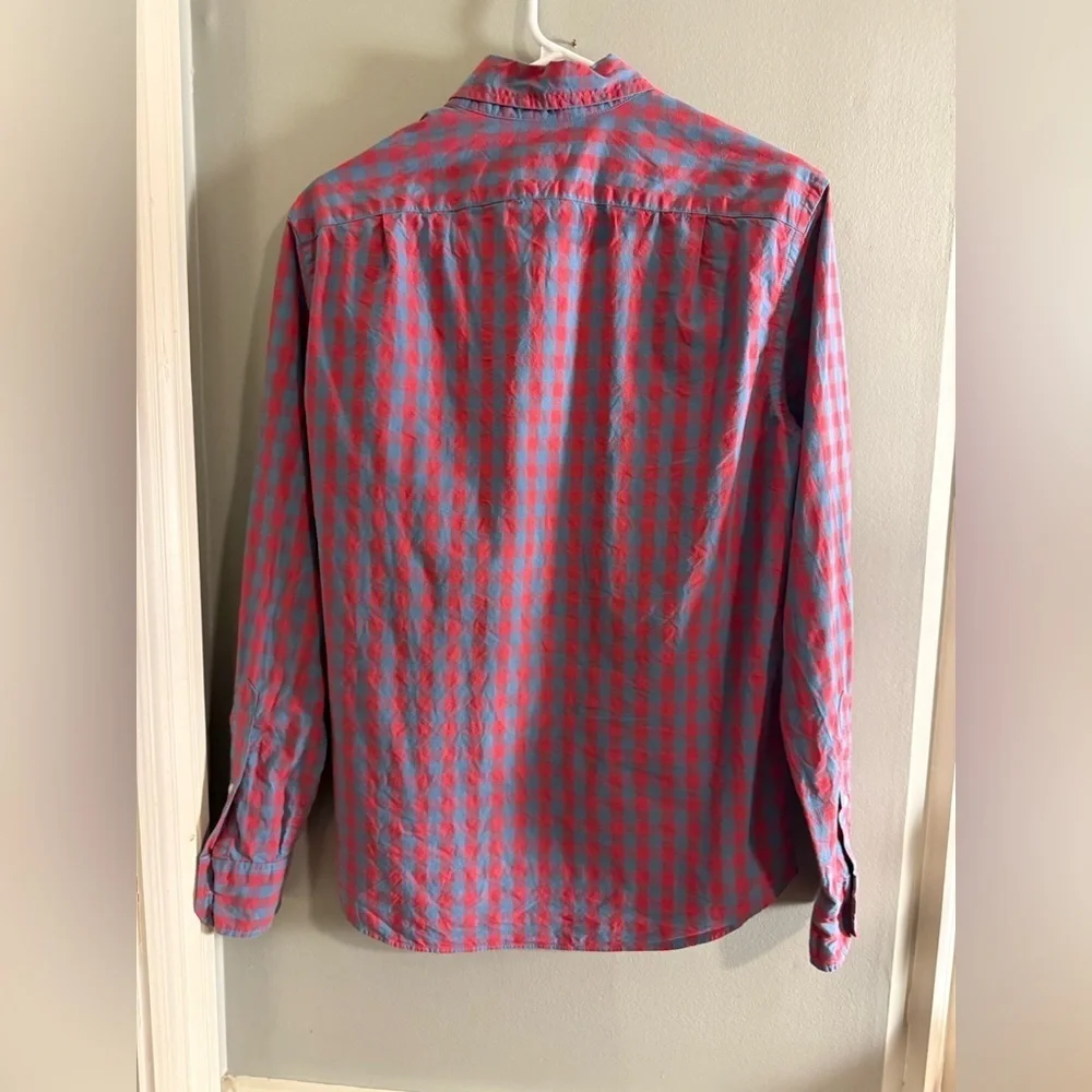 J. Crew Red and Blue Casual Button Down Shirt